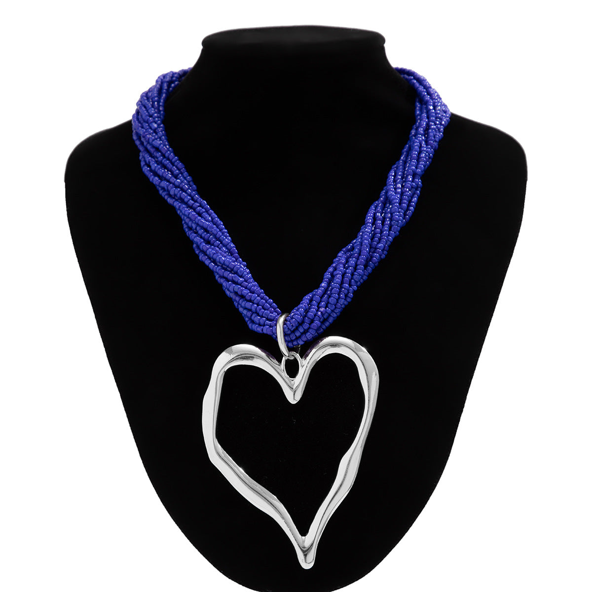 Wholesale Rice Beads Multi-layered Love-shaped Pendant Heart Alloy Necklace